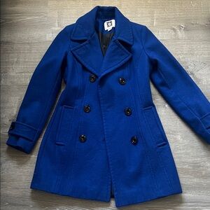 Anne Klein Royal Blue Double-Breasted Pea Coat
